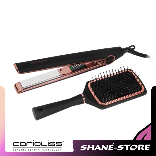 C1 Black Copper Piastra + Spazzola Paddle Kit Combo 2024 Corioliss