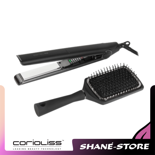 C1 Black Chrome Piastra + Spazzola Paddle Kit Combo 2024 Corioliss