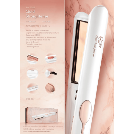 Gold Straightner Titanium Infrared 230° Styler Piastra Infrarossi Goby Pro