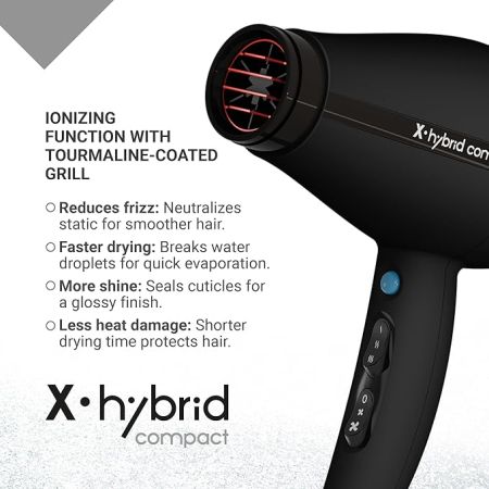 X-Hybrid Compact Phon Asciugacapelli Compatto Black Gamma Più